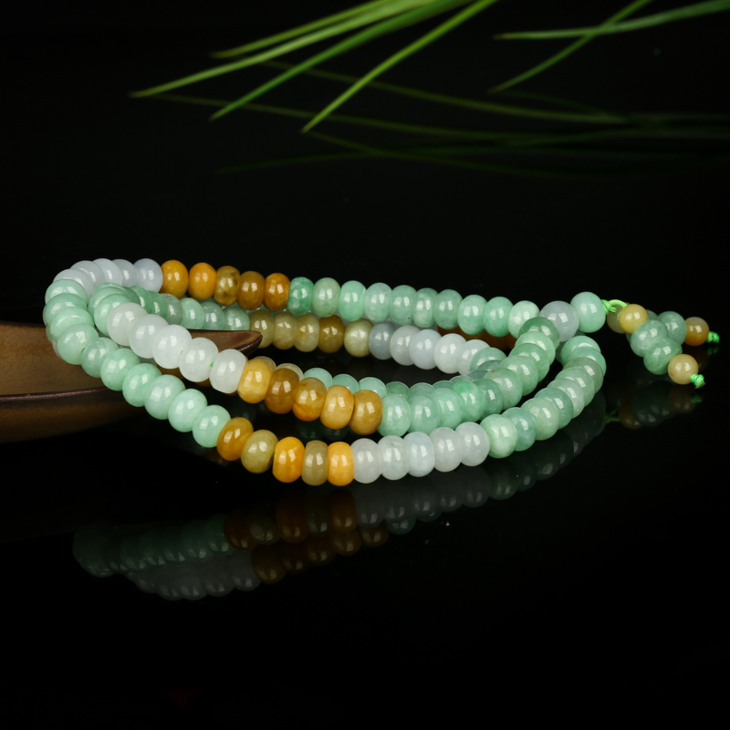 天然糯种翡翠多圈手串-红掌柜
