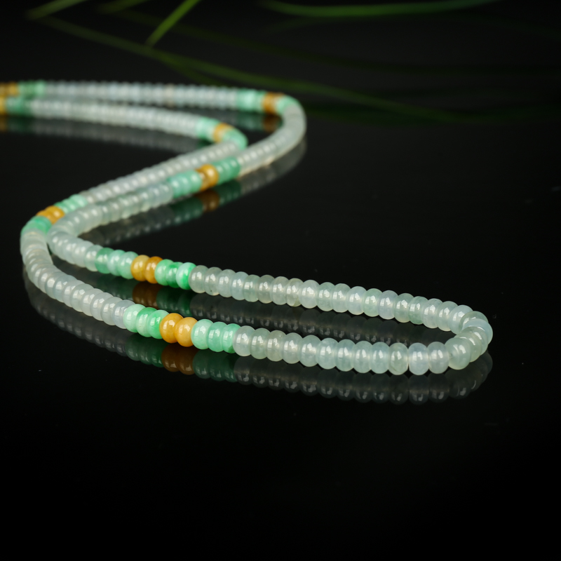 缅甸翡翠算盘珠项链-红掌柜