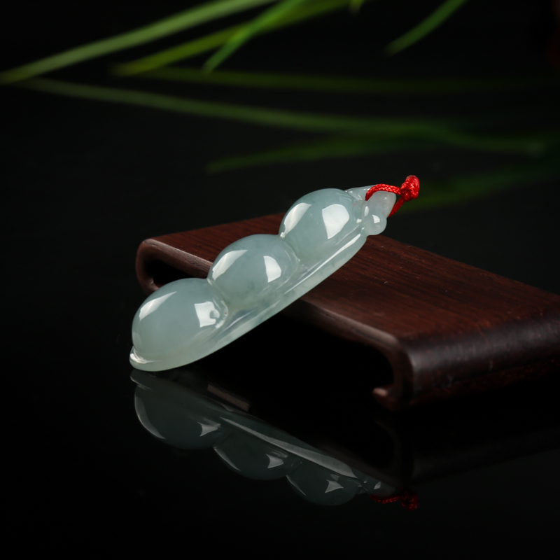 糯种翡翠连中三元吊坠-红掌柜