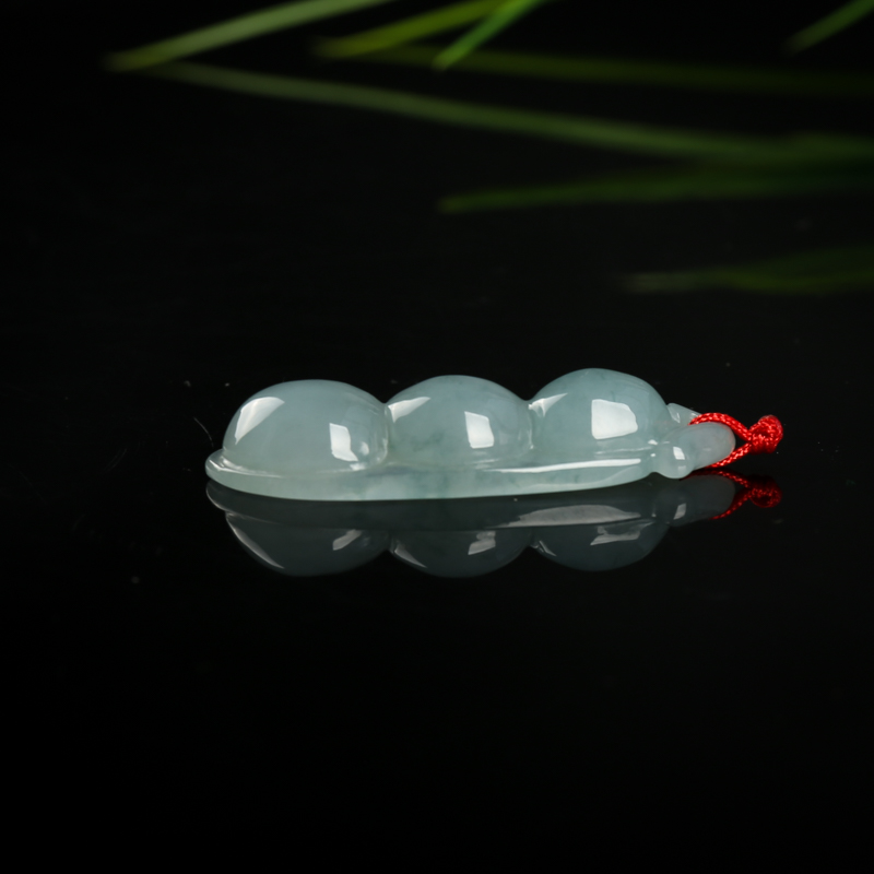 天然翡翠连中三元吊坠-红掌柜