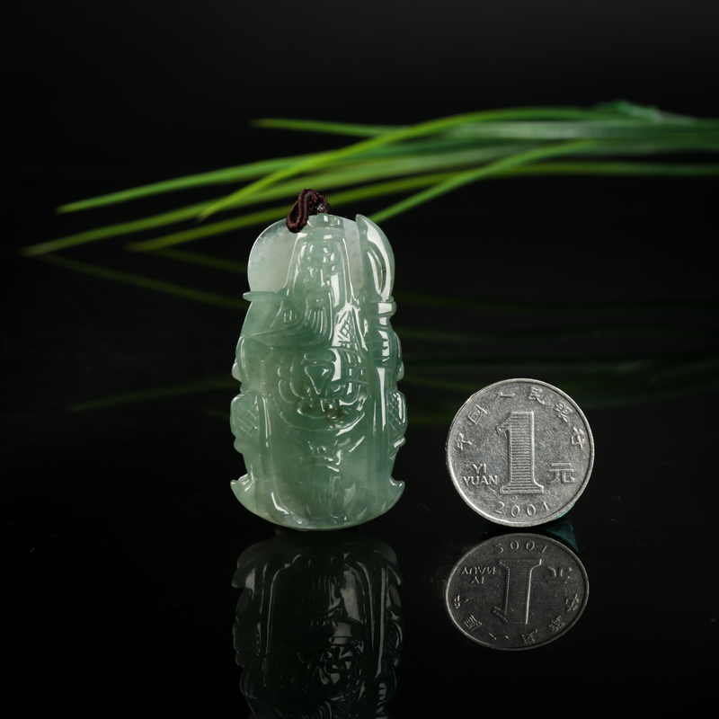 翡翠关羽吊坠-红掌柜