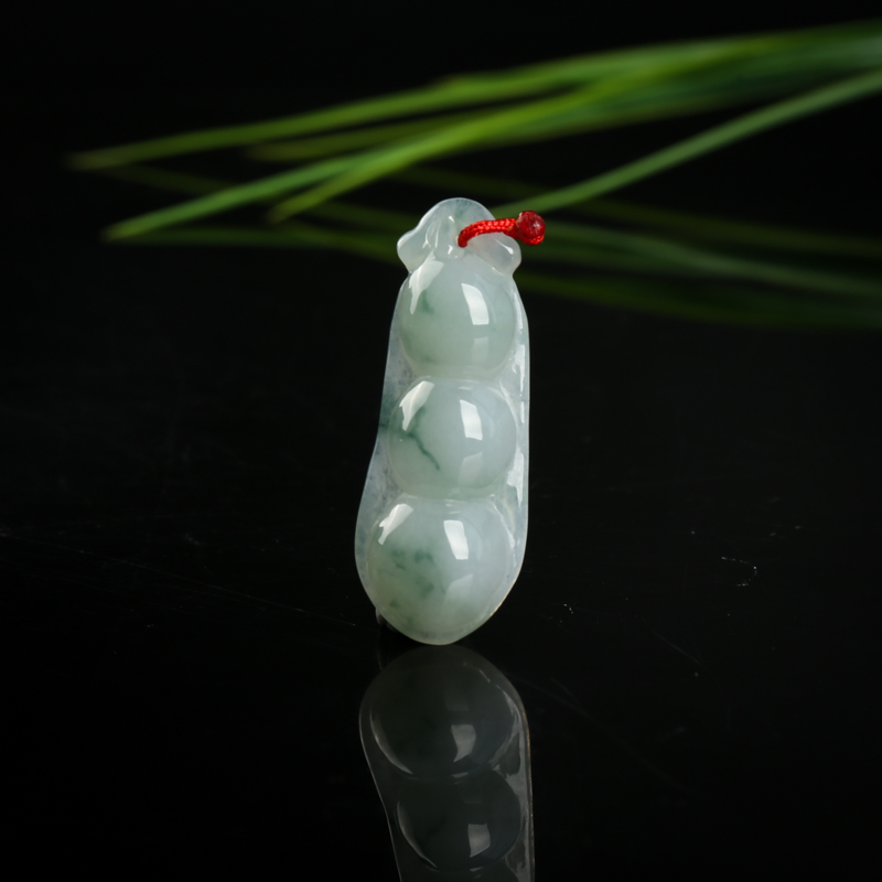 糯种飘花翡翠连中三元吊坠-红掌柜