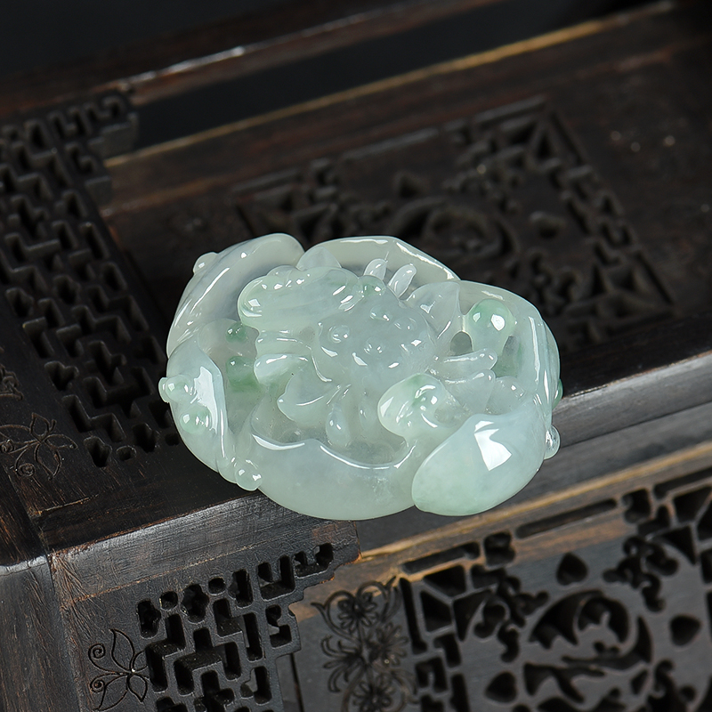 缅甸天然糯冰种翡翠一品清廉吊坠-红掌柜