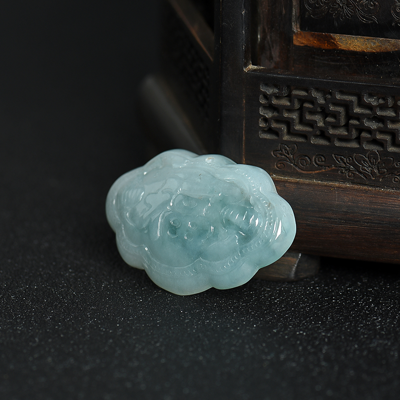 缅甸糯种飘花翡翠福吊坠-红掌柜