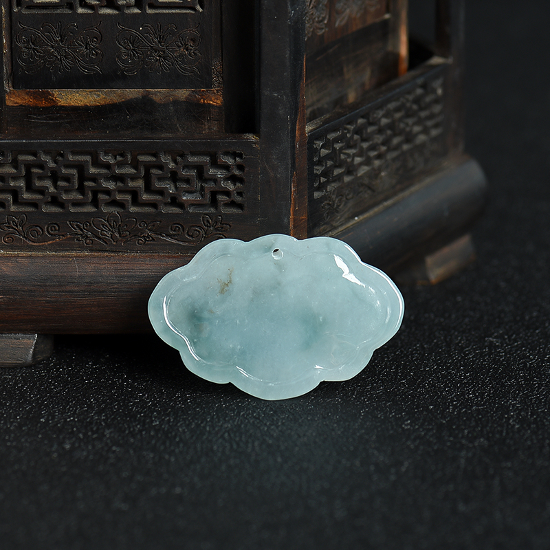 缅甸天然飘花翡翠福吊坠-红掌柜