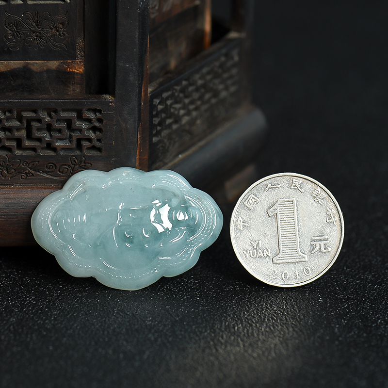 糯种飘花翡翠吊坠-红掌柜