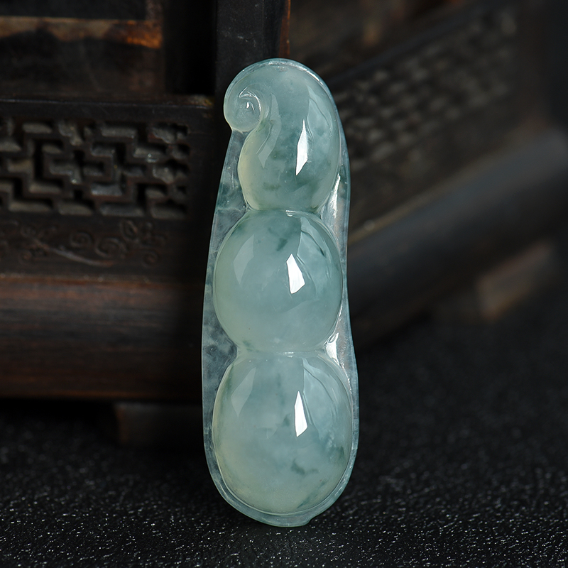 缅甸天然糯冰种飘花翡翠吊坠-红掌柜