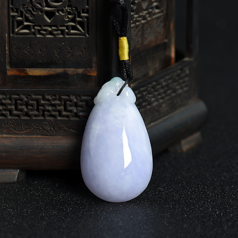 缅甸天然糯种浅紫色翡翠福瓜吊坠-红掌柜