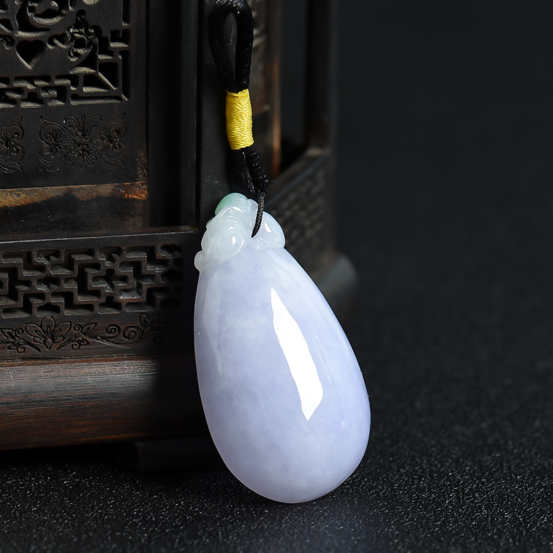 天然糯种浅紫色翡翠福瓜吊坠-红掌柜