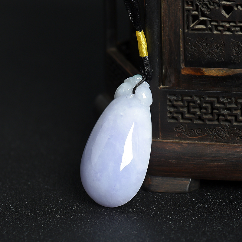 缅甸糯种浅紫色翡翠福瓜吊坠-红掌柜