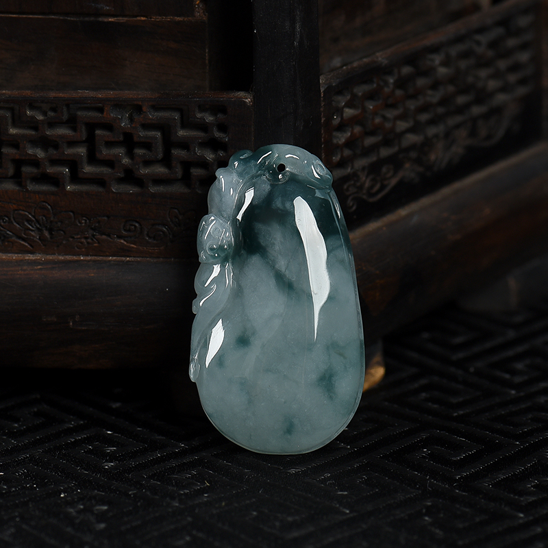 糯种飘花翡翠福在眼前吊坠-红掌柜