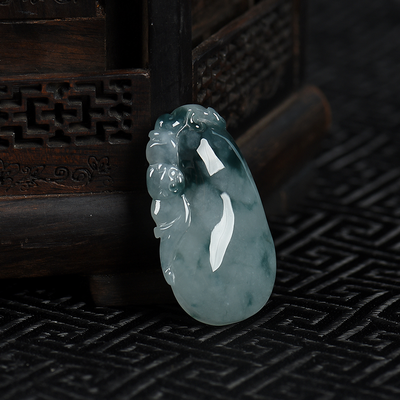 飘花翡翠福在眼前吊坠-红掌柜