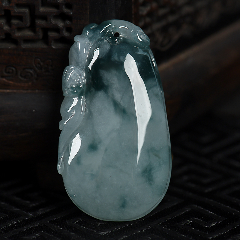 缅甸翡翠福在眼前吊坠-红掌柜