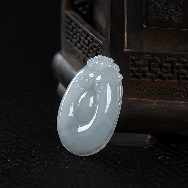 缅甸糯种翡翠福贝吊坠-红掌柜