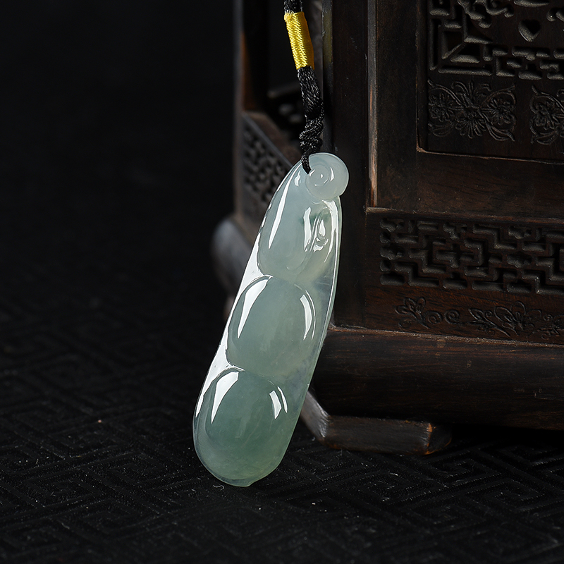 糯种翡翠连中三元吊坠-红掌柜