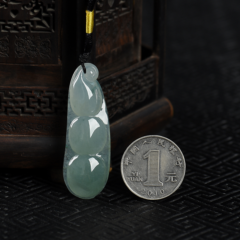 缅甸天然翡翠连中三元吊坠-红掌柜