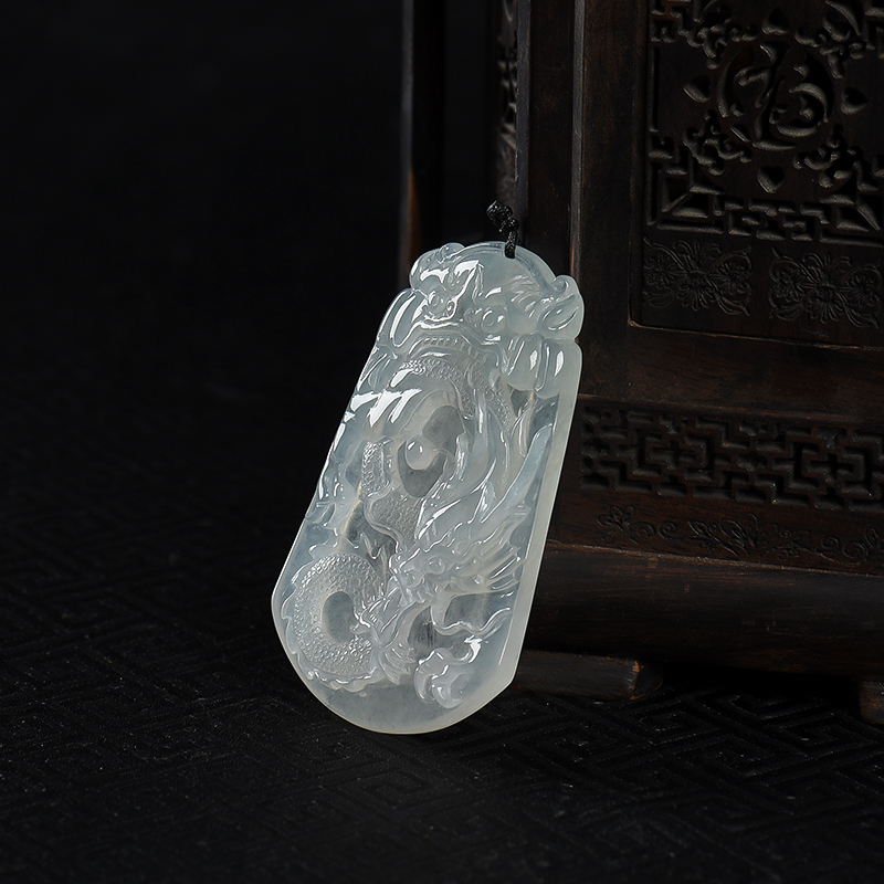 天然糯冰种翡翠辰龙吊坠-红掌柜