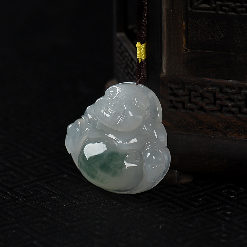 糯种翡翠弥勒佛吊坠-红掌柜