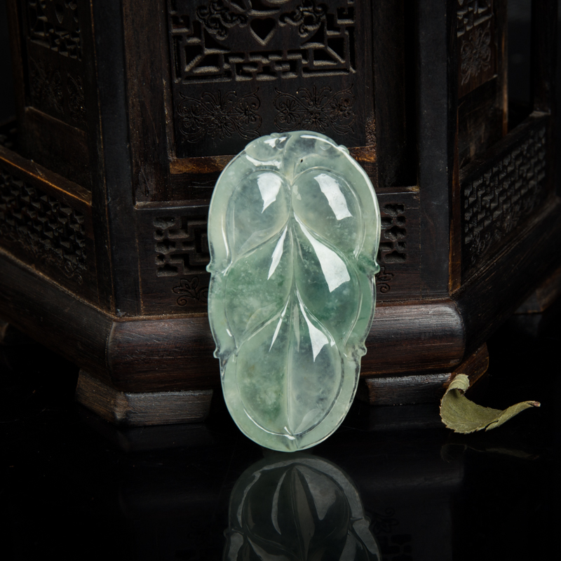 天然翡翠金枝玉叶吊坠-红掌柜