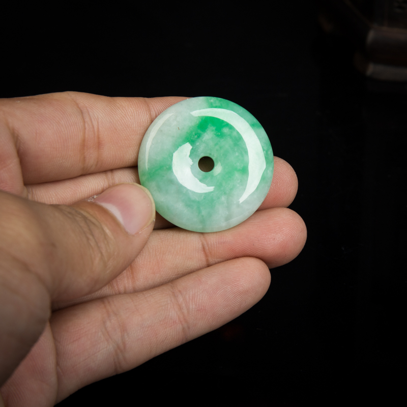 缅甸翡翠平安扣吊坠-红掌柜