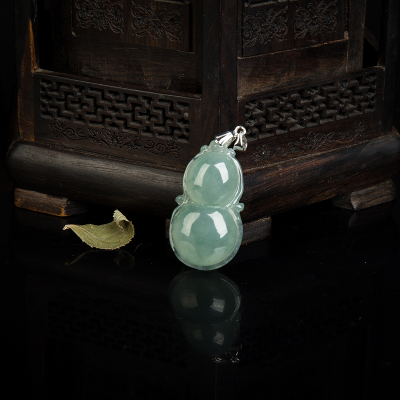 银镶糯冰种飘花翡翠福禄吊坠-红掌柜