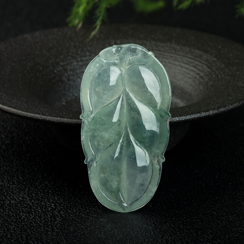 天然缅甸飘花翡翠金枝玉叶吊坠-红掌柜