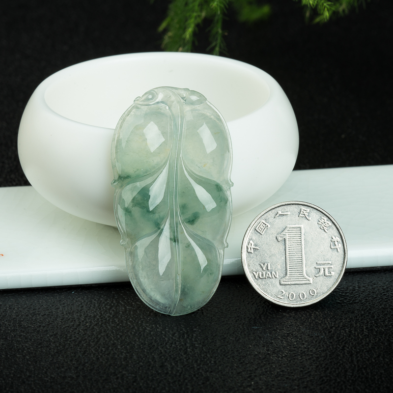 天然缅甸糯冰种飘花翡翠金枝玉叶吊坠-红掌柜