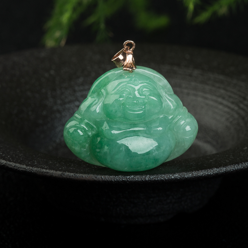 翡翠弥勒佛吊坠-红掌柜