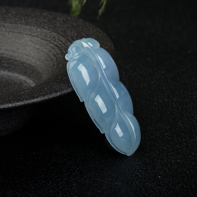 天然缅甸糯种蓝紫色翡翠吊坠-红掌柜