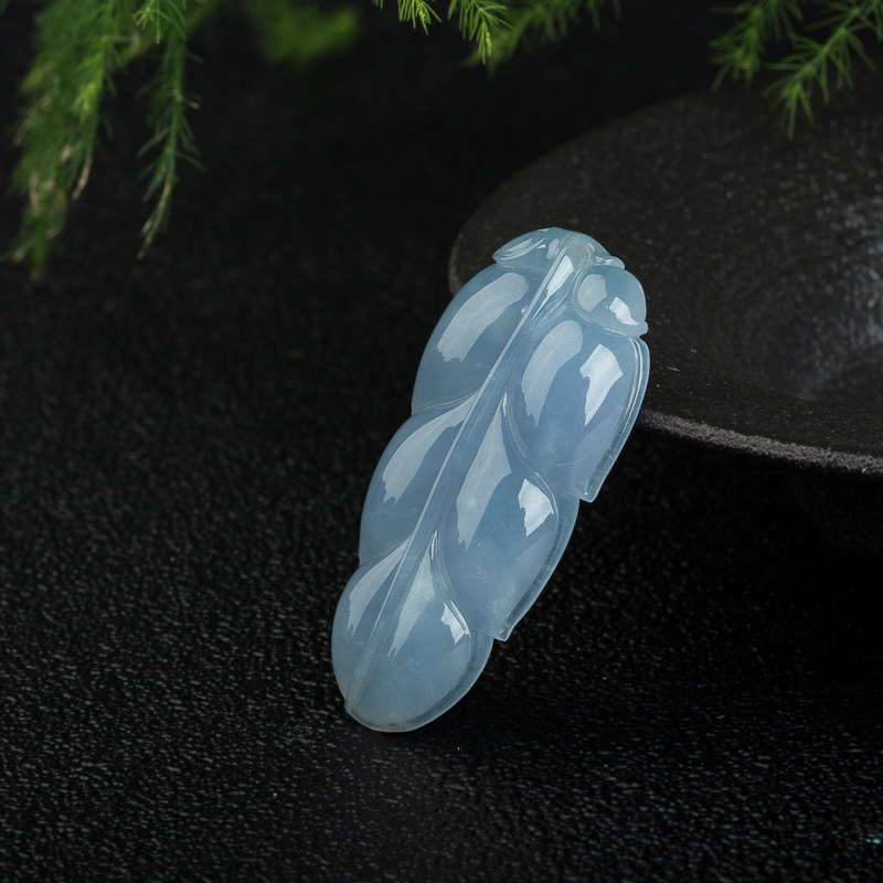 天然缅甸糯种翡翠金枝玉叶吊坠-红掌柜