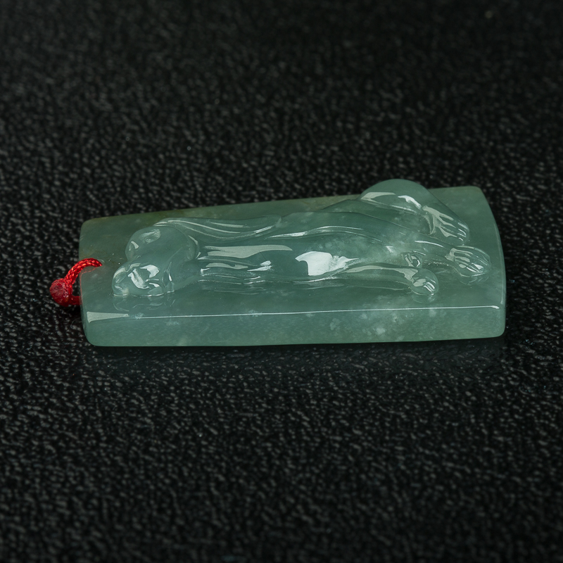 天然油青种灰绿翡翠旺财吊坠-红掌柜