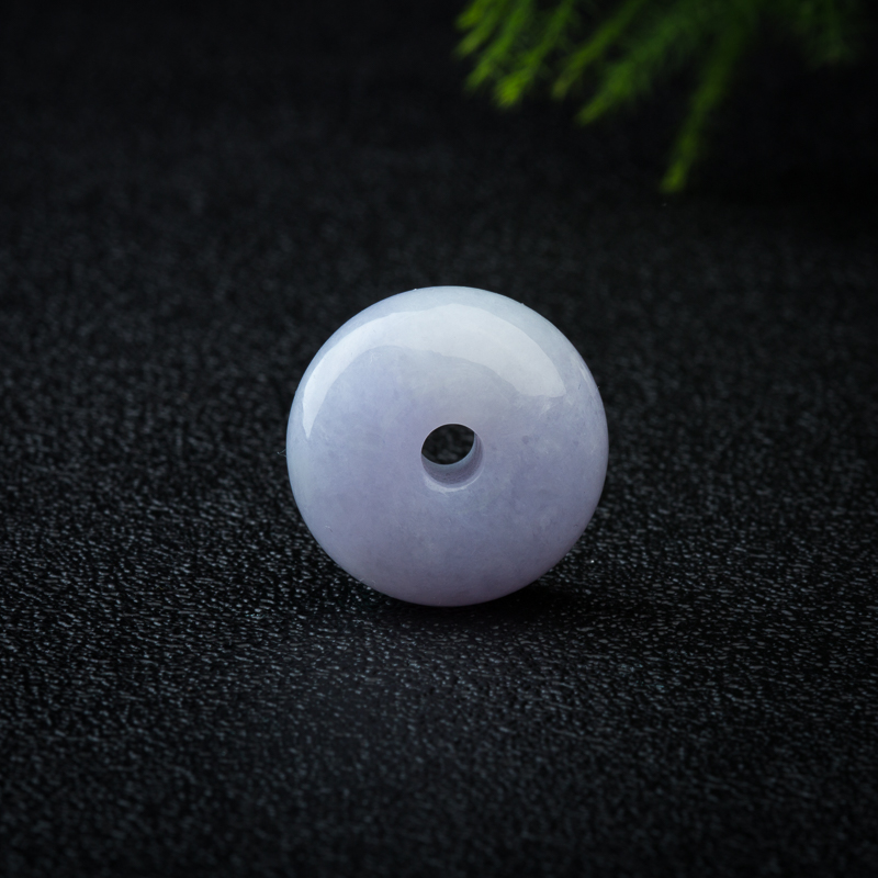 天然豆种浅紫色翡翠平安扣吊坠-红掌柜