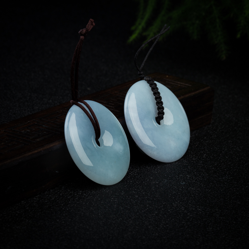 蓝紫色翡翠平安扣吊坠-红掌柜