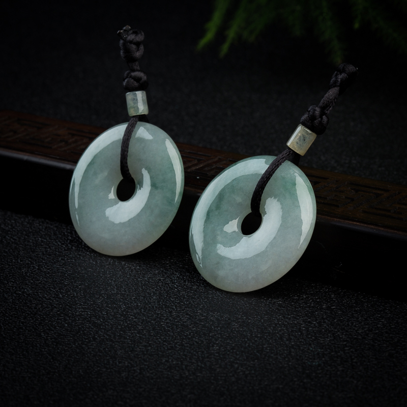 糯冰种翡翠平安扣吊坠-红掌柜