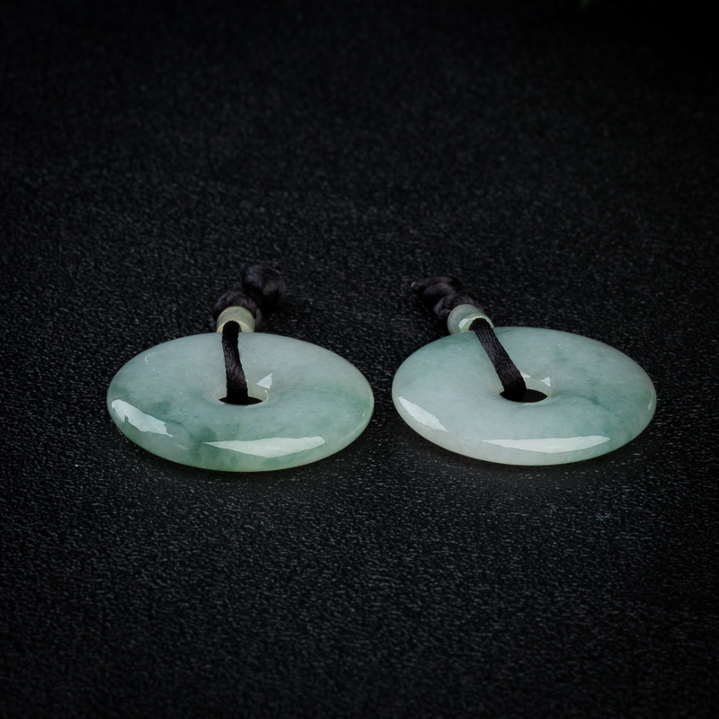 糯冰种飘花翡翠平安扣-红掌柜