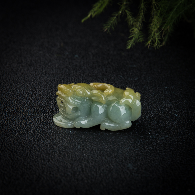 缅甸天然糯种黄翡貔貅吊坠-红掌柜