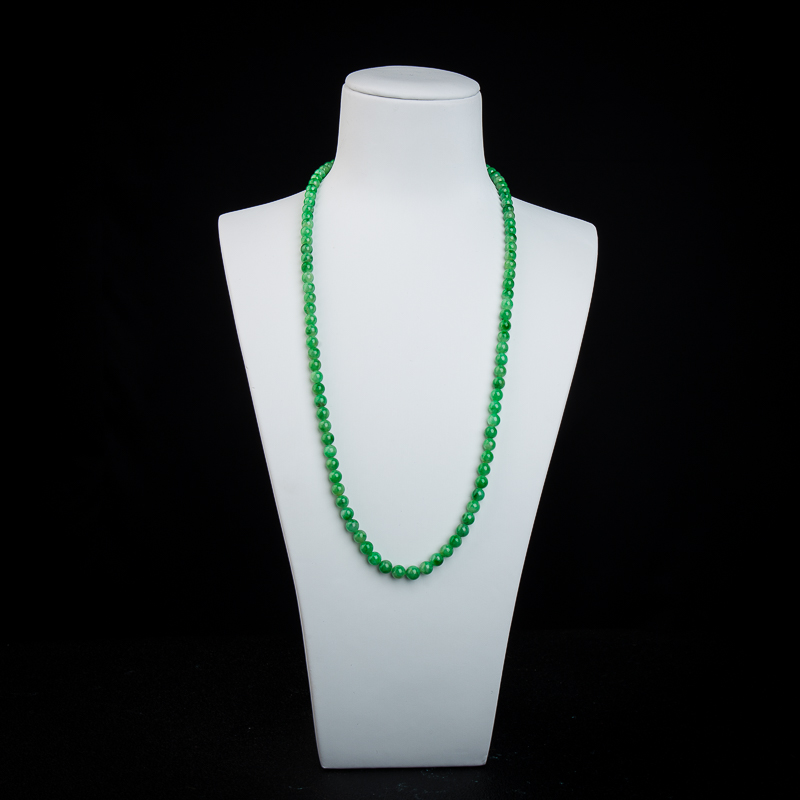 缅甸天然糯种翠绿翡翠项链-红掌柜