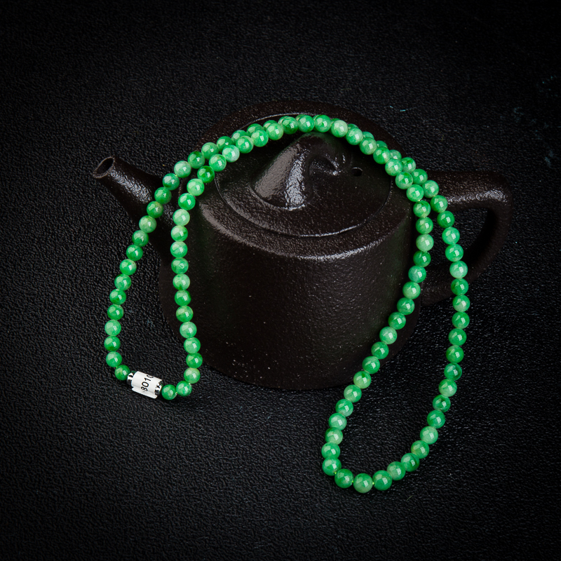 缅甸天然翠绿翡翠项链-红掌柜