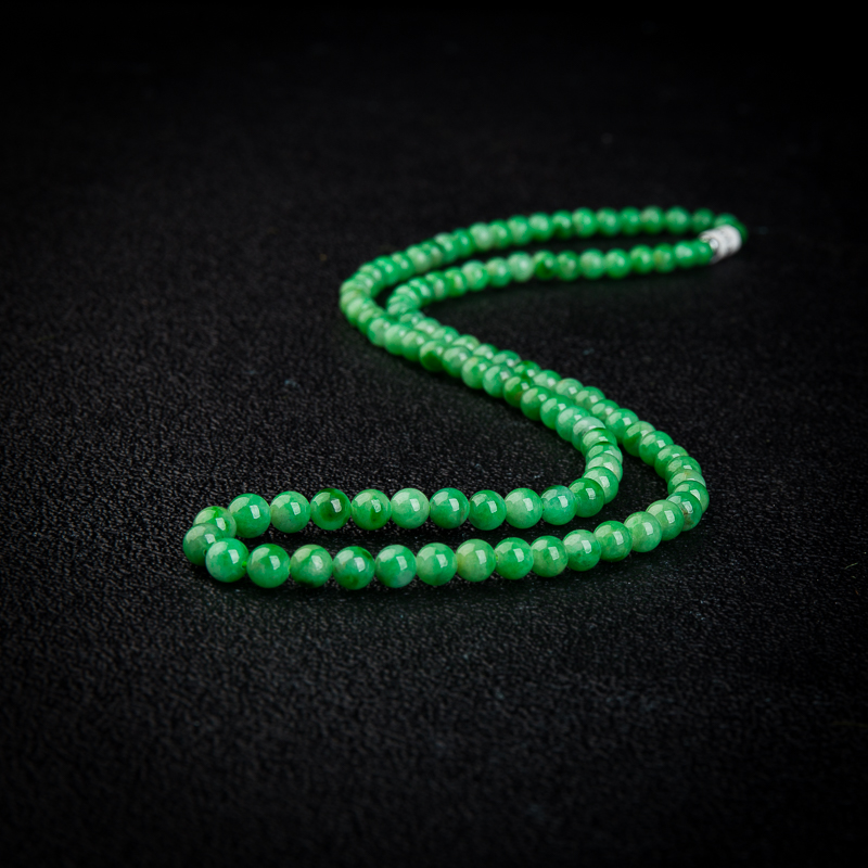 糯种翠绿翡翠项链-红掌柜