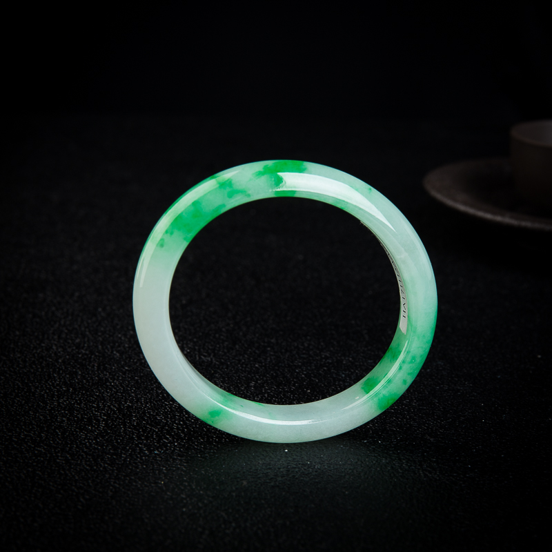 缅甸天然糯种飘翠翡翠贵妃镯-红掌柜