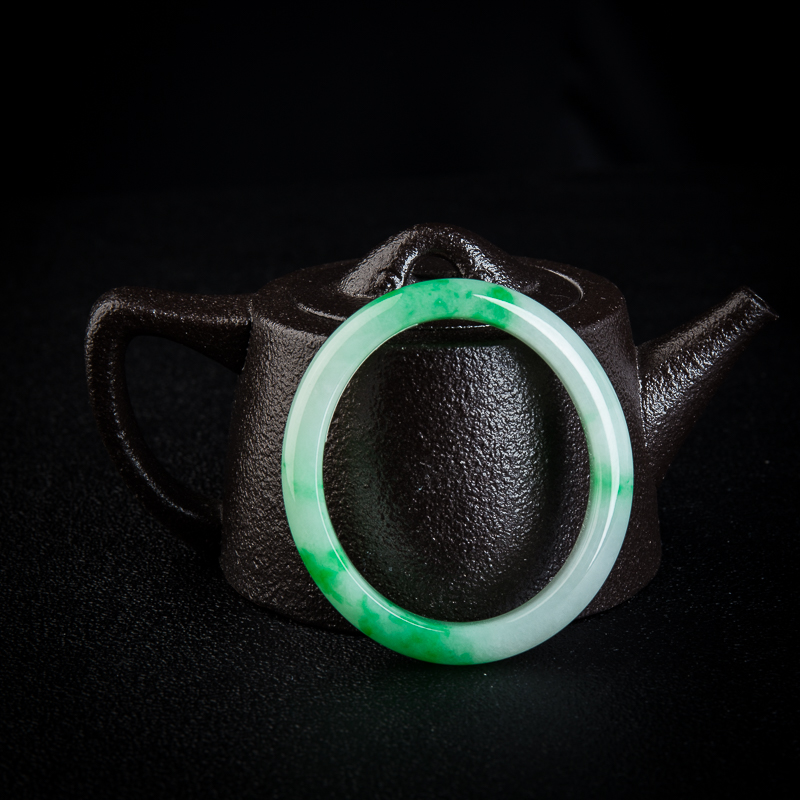 缅甸天然飘翠翡翠贵妃镯-红掌柜