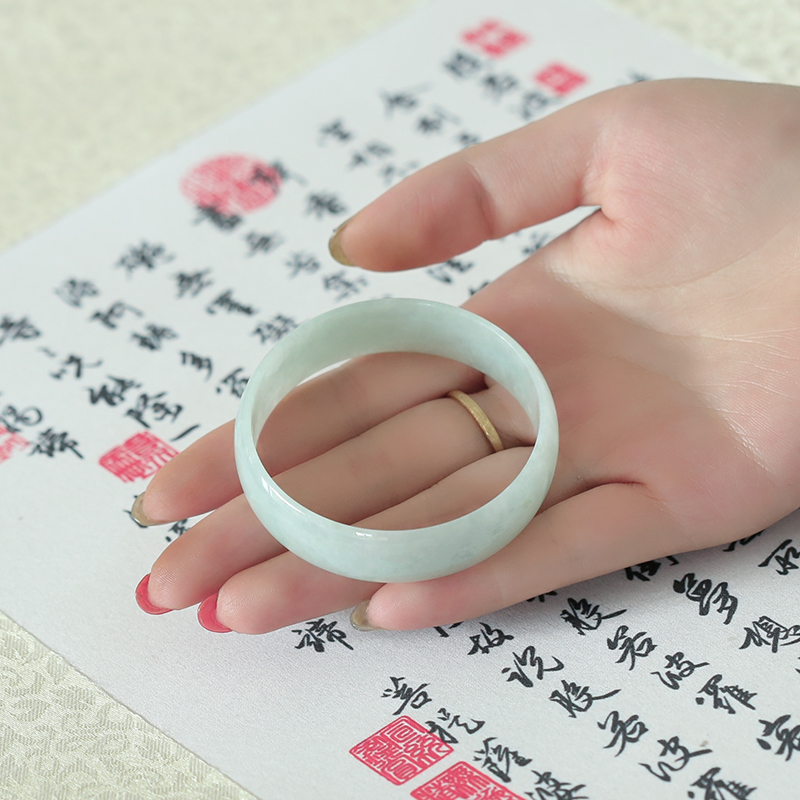 缅甸豆种翡翠手镯-红掌柜