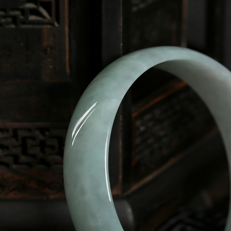 缅甸天然豆种翡翠手镯-红掌柜