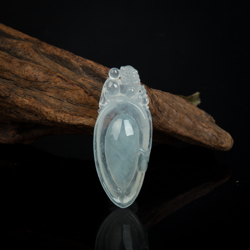 糯冰种翡翠福寿吊坠-红掌柜