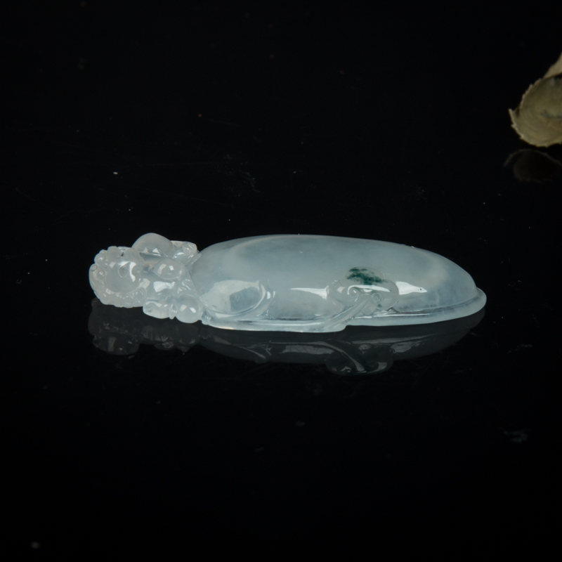 天然飘花翡翠福寿吊坠-红掌柜