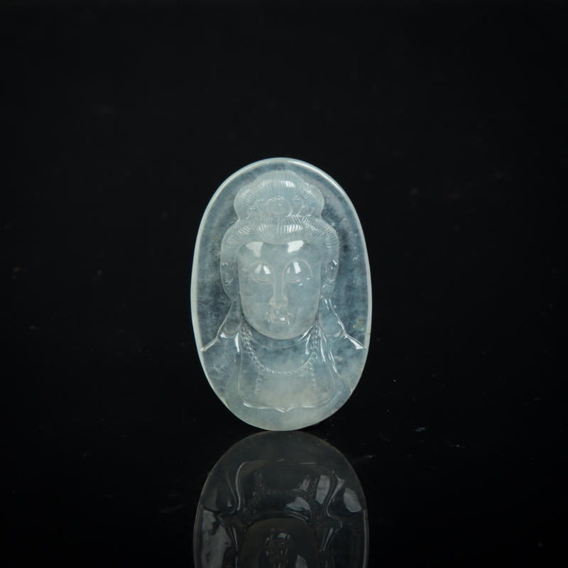 糯冰种翡翠观音吊坠-红掌柜