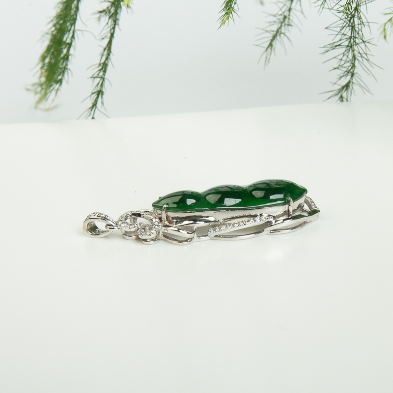 缅甸天然翠绿翡翠连中三元吊坠-红掌柜