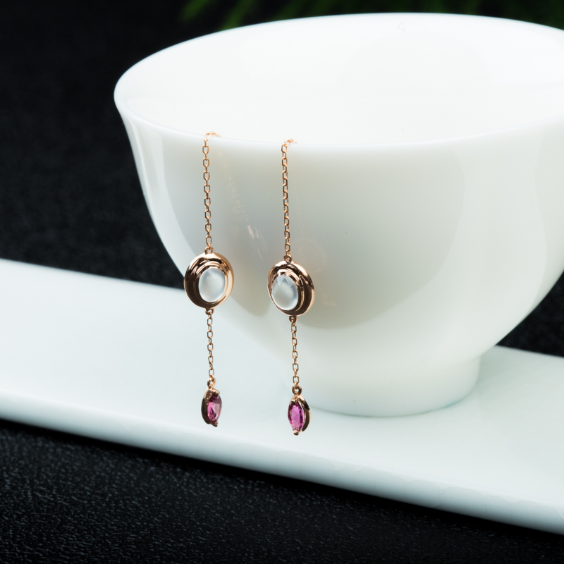 缅甸翡翠耳坠-红掌柜