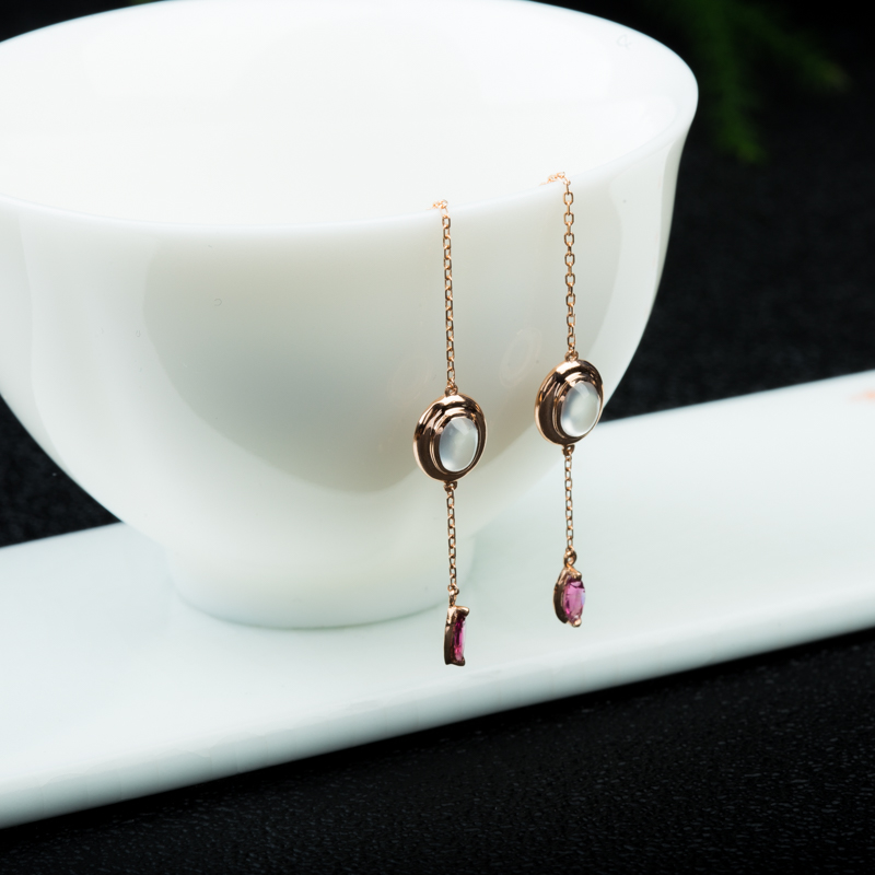 18K缅甸翡翠耳坠-红掌柜