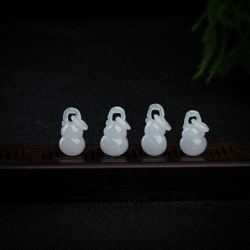 缅甸天然糯种浅紫翡翠四喜福禄吊坠4件-红掌柜